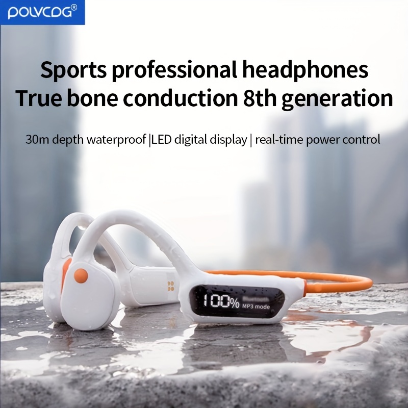 Auriculares de conducción ósea, IPX8, impermeables, con memoria de 32 G,  Bluetooth 5.3, auriculares deportivos con micrófono inalámbrico para  correr