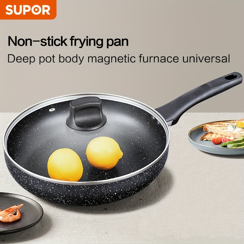 Double Sided Honeycomb Cooking Frying Pan Wok & Lid Non-Stick US