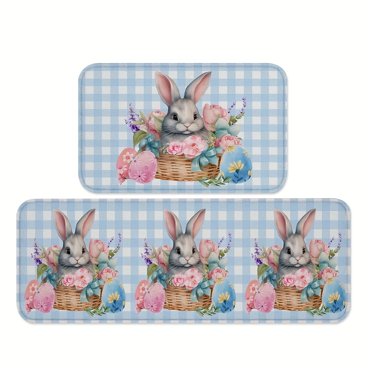 

Easter Bunny Kitchen Mats, Non-slip Knit Polyester Runner Rugs, Machine Washable Standing Pads For Home, Office, Sink, Laundry - Spring Decor Carpets