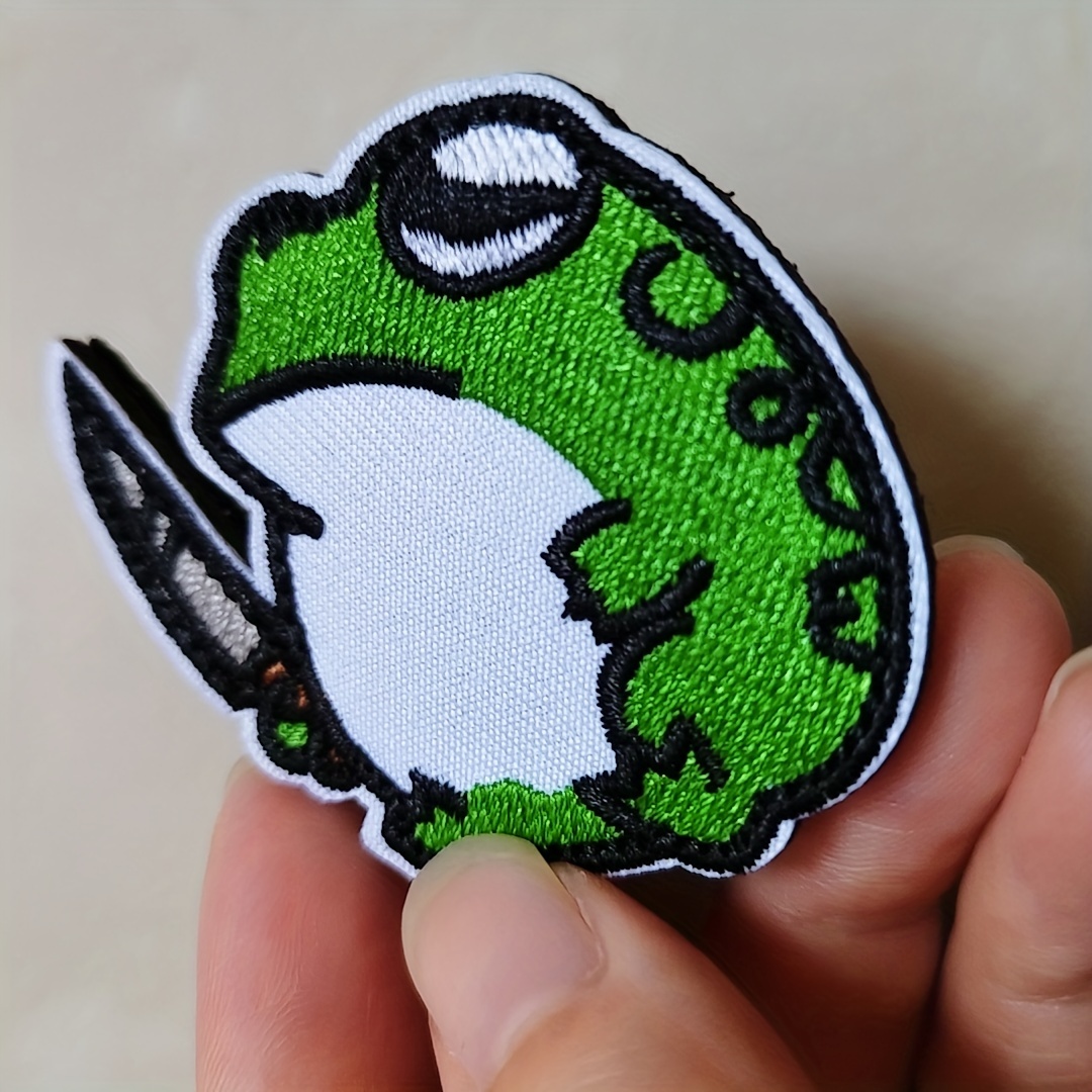 Cartoon Fat Frog Knife Hook Loop Patches Clothing Funny - Temu Canada