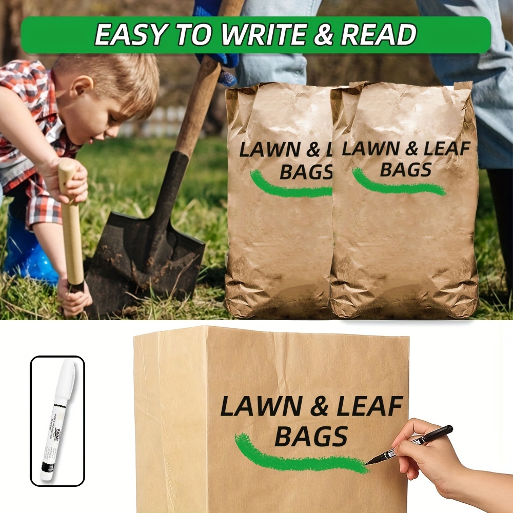 30 Gallon Kraft Lawn and Leaf Bags (5 Pack) Eco-Friendly Heavy Duty Large  Paper Trash Bags, Tear Resistant Yard Waste Bags for Grass Clippings, Wet  and Dry Leaves, Weeds, and Twigs 