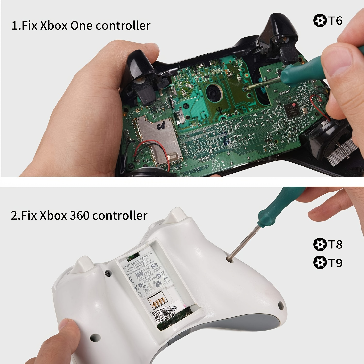 Kit Demontage PS4 PS3 PS5 Xbox one-360,25pcs Kit Nettoyage,Outil Reparation  pour Manette et Console,avec Tournevis Torx T6 T8 [147] - Cdiscount  Bricolage