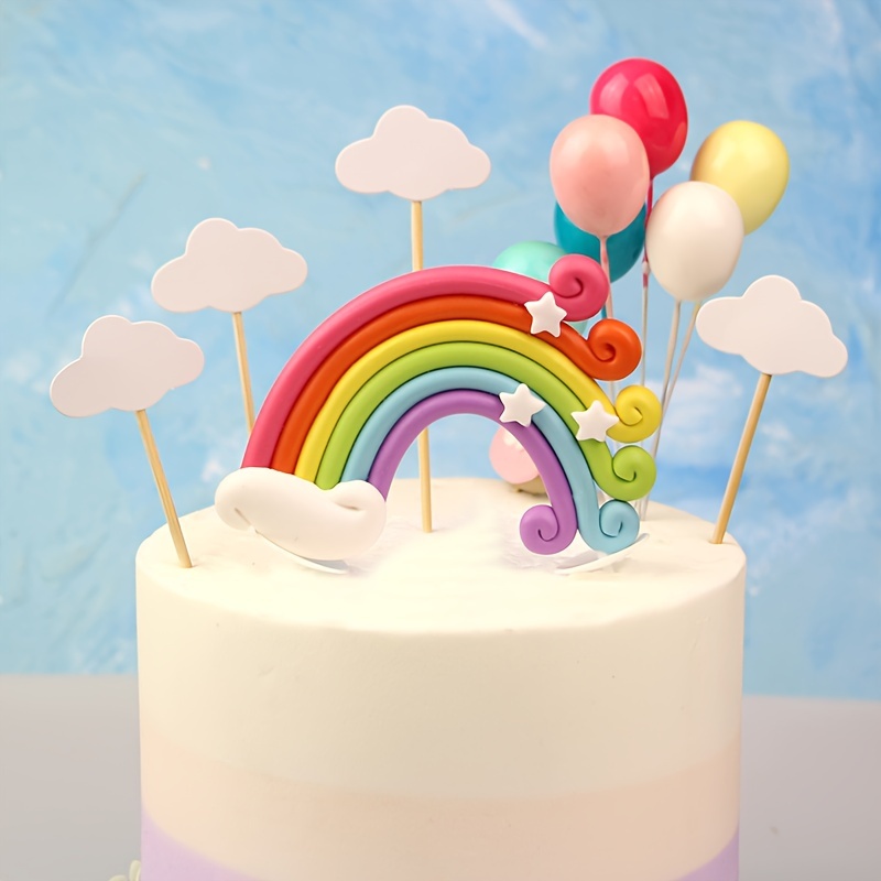 37 adornos para tartas de unicornio, decoraciones de pastel de arcoíris con  estrellas arco iris, bolas de unicornio, decoraciones de pastel de feliz