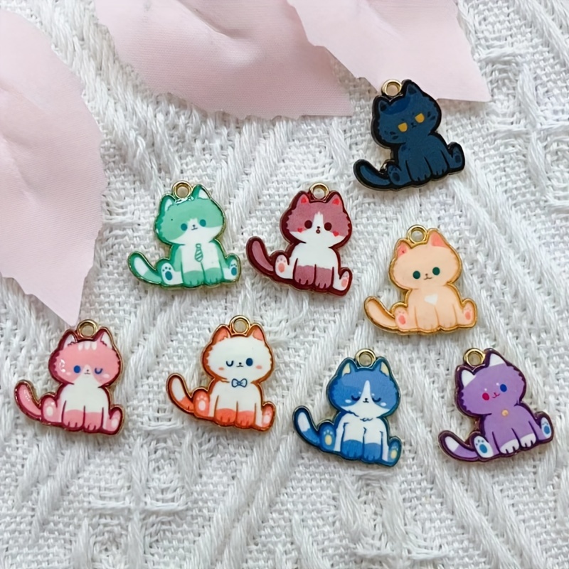 Cute Cartoon Animal Charms Alloy Enamel Cat Charms For - Temu