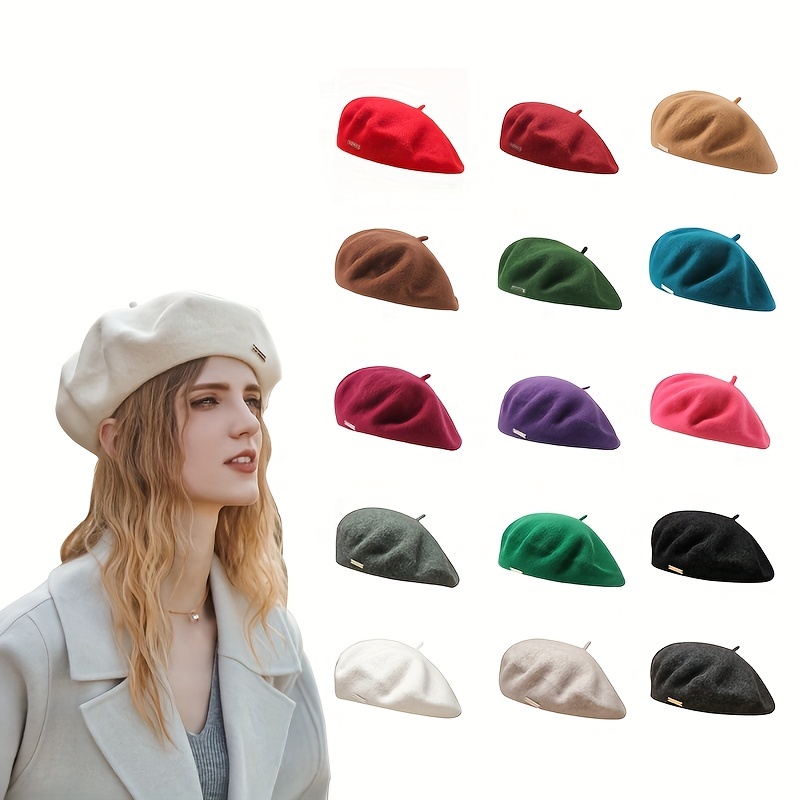 Bright Candy Wool Beret Women's Beanie Cap Painter Hats