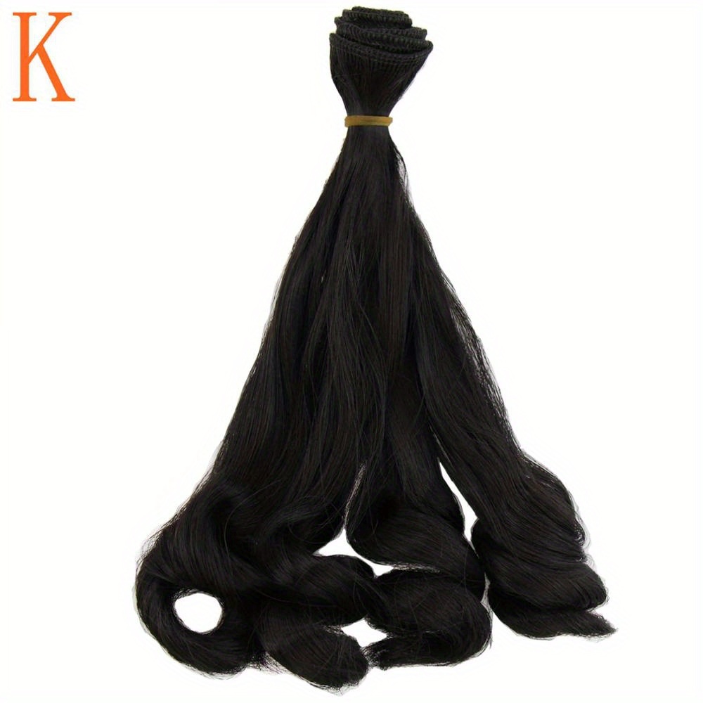 Doll Wig Long Soft Curly, 8 to 9inch Doll Hair for DIY Doll Making, for  Head Circumference of 21 to 24 cm (Black)