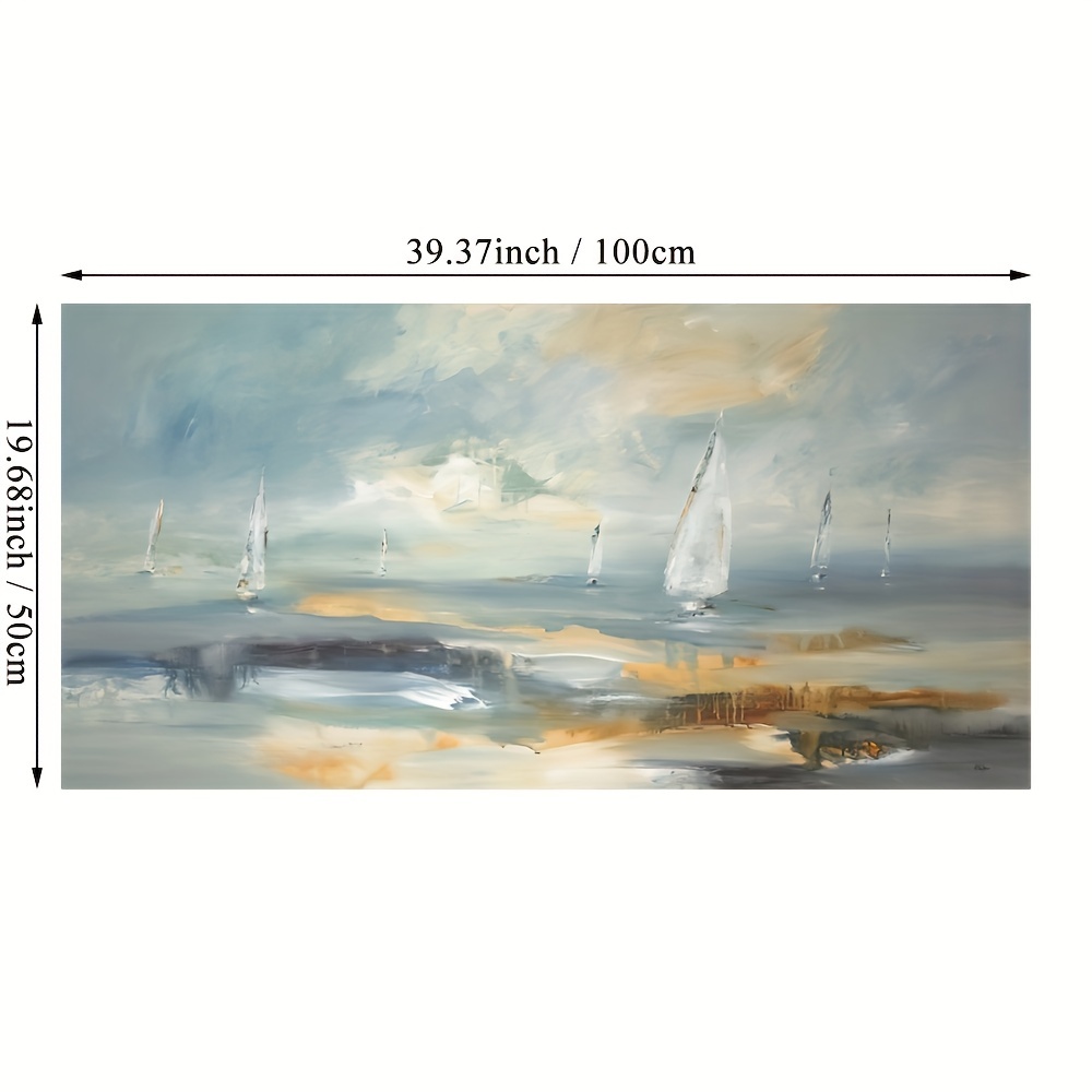 Wooden Matte Boat Fishing Oil Canvas Painting, Size: 15x12 Inch at