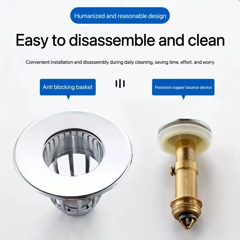Universal Bathroom Sink Plug Anti clog Drain Stopper Press - Temu