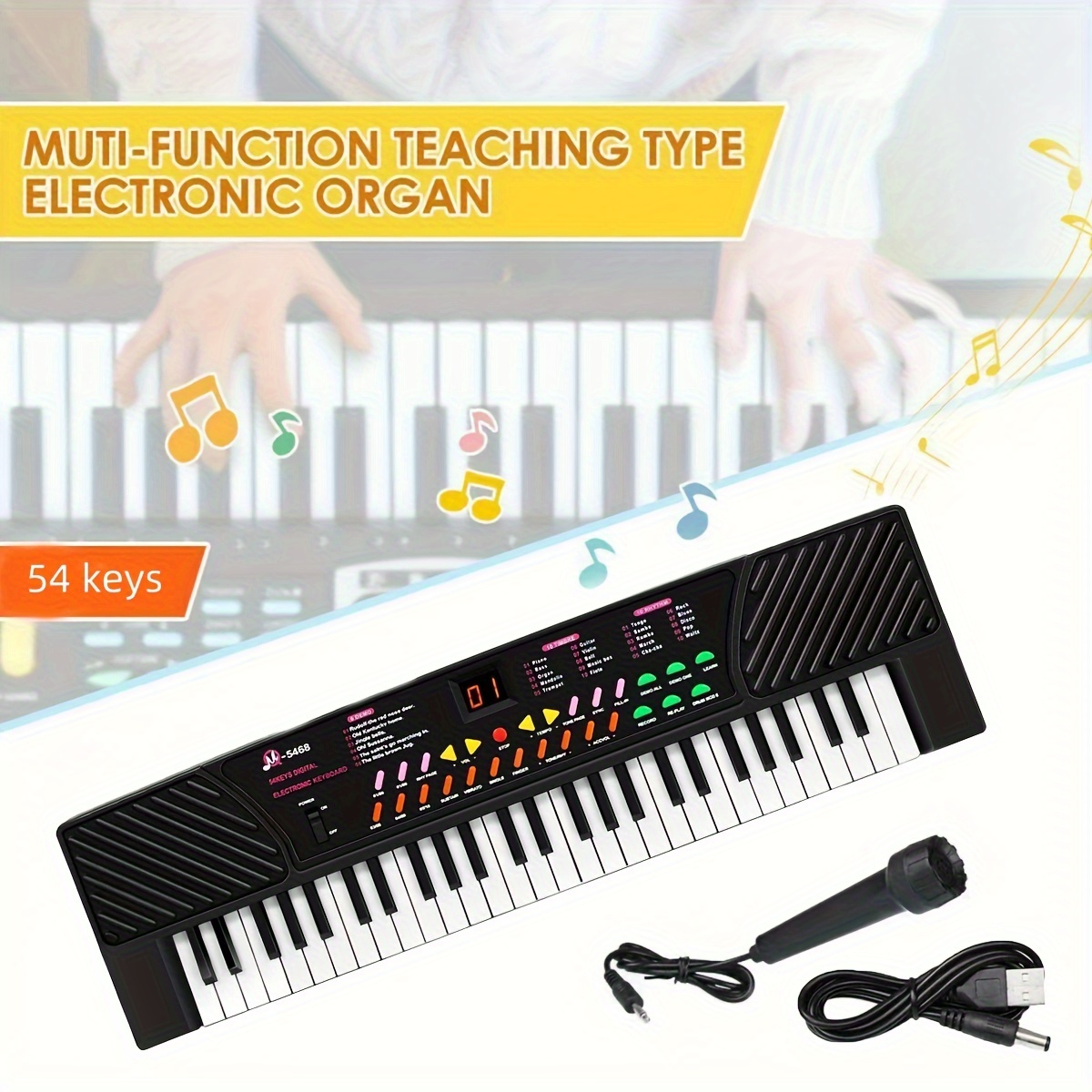 Piano Orgue Clavier Numérique - 54 Touches + Support De Partition + Micro