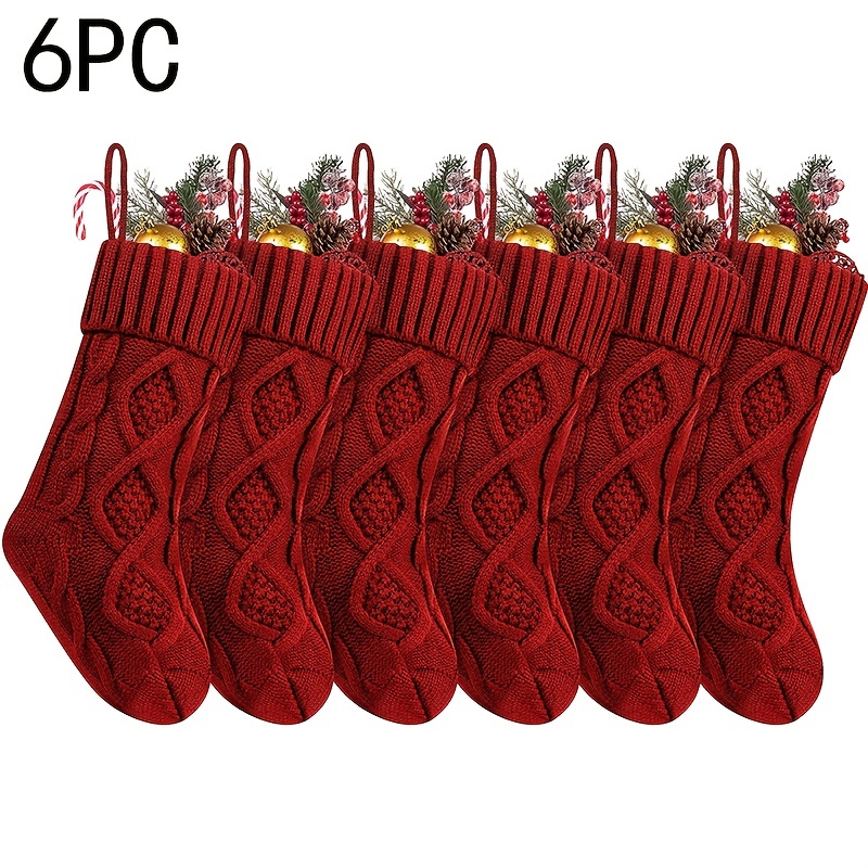 Cable Knitted Large Size Stocking Gifts Decorations For - Temu