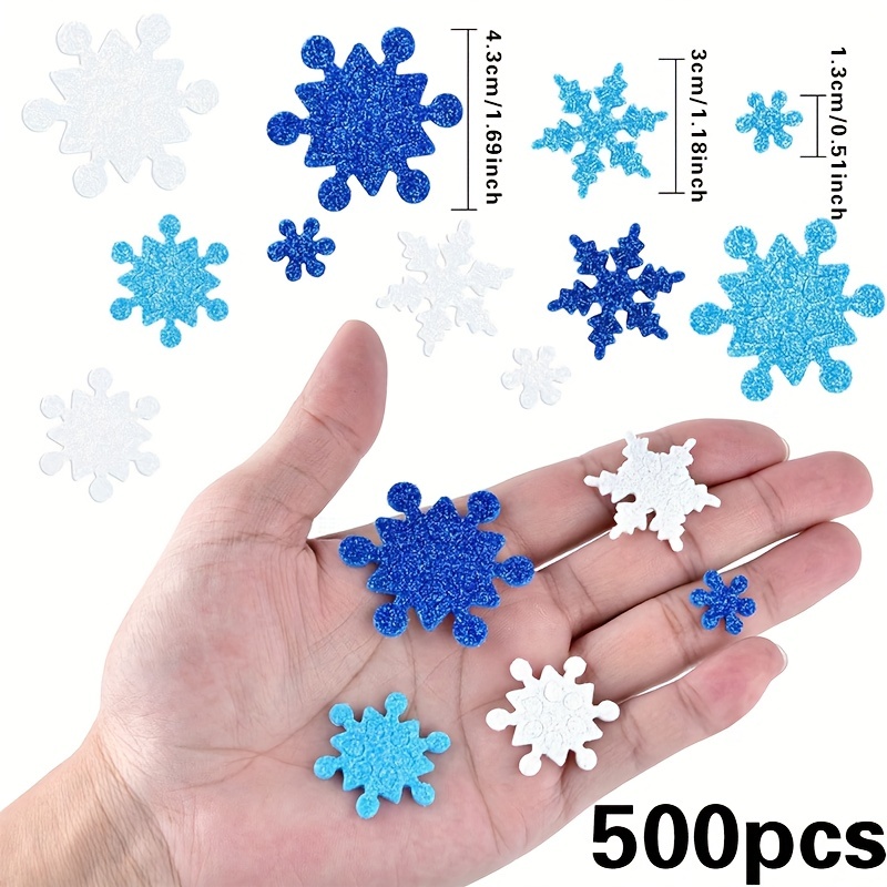 500pcs DIY Christmas Foam Stickers， Self-Adhesive Snowflake Stickers，  Christmas Party Snowflake Toss Confetti Christmas Snowflake Stickers