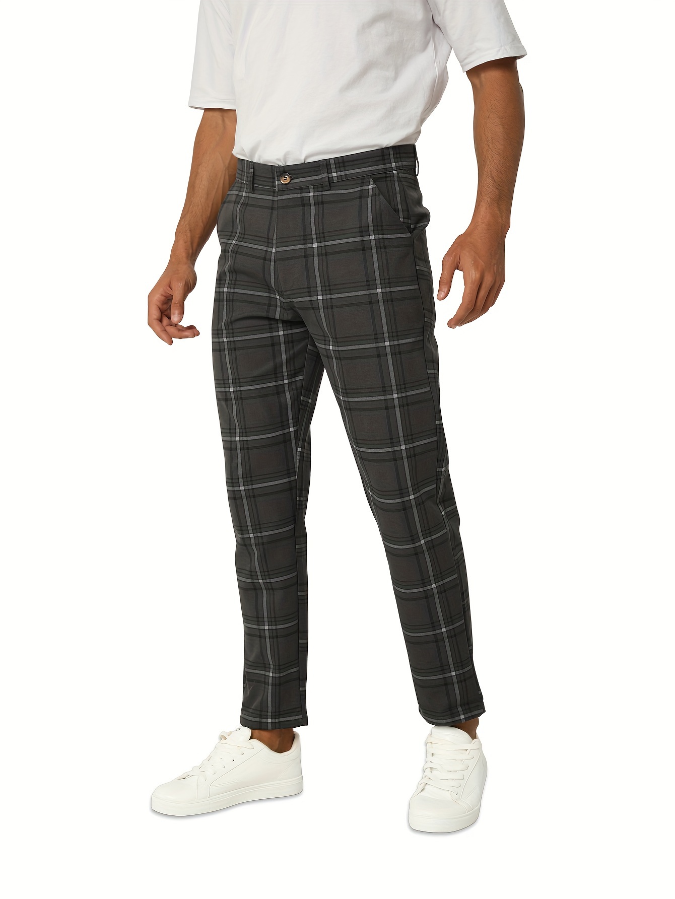 Dark plaid hot sale pants mens