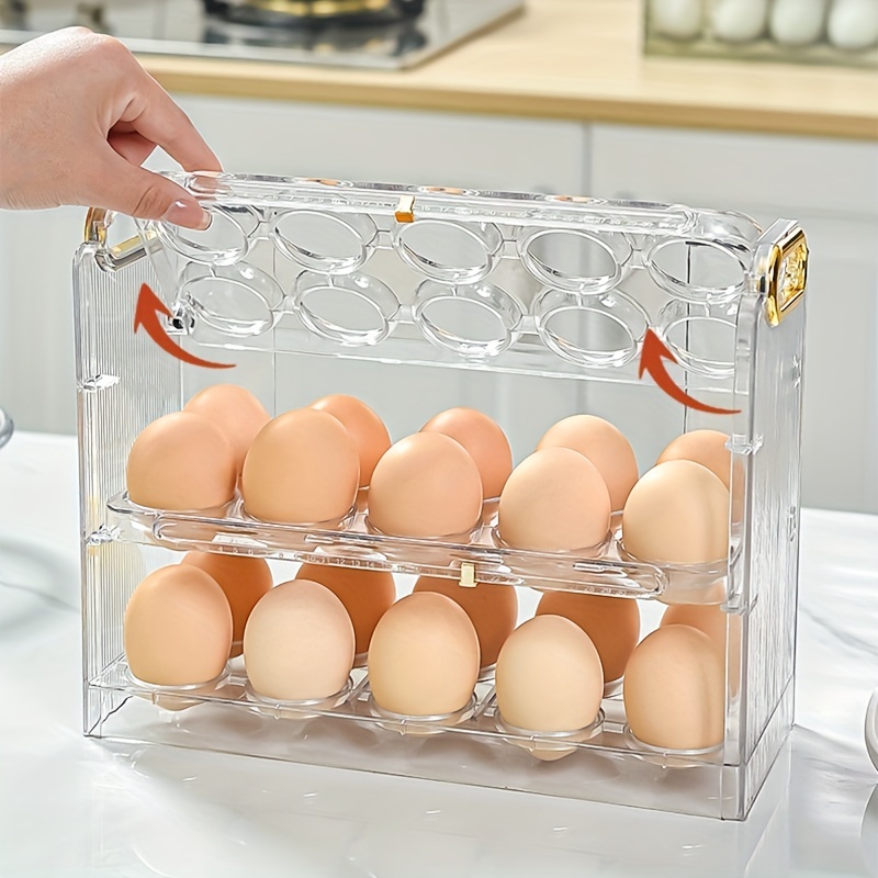 3 Layer Egg Storage Container,Egg Fresh Storage Box,Egg Holder Egg Tray for  Kitchen Countertop Clear 
