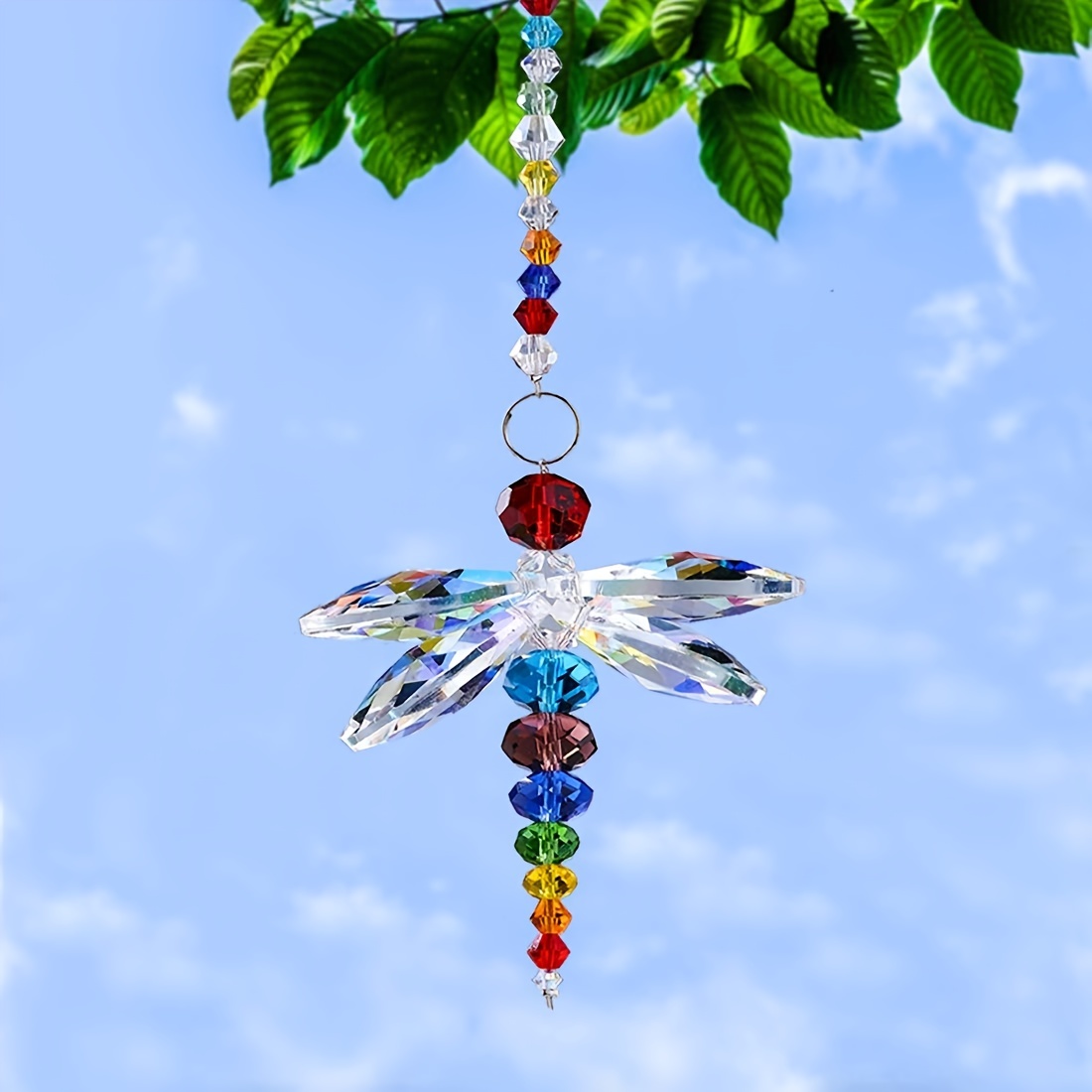

1pc Hanging Dragonfly Pendant Chandelier Crystal Ball Prisms Rainbow Maker Beads Chakra Suncatcher Home Windows Decor, Yard Art Decor