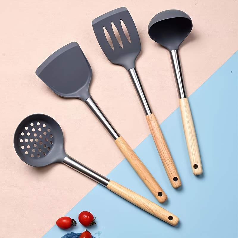 Stainless Steel Kitchen Utensils With Wooden Handle Core - Temu