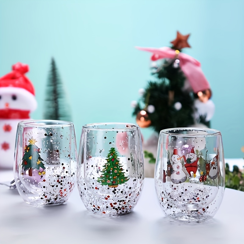 Christmas Tree Glass Cup Double Wall Heat Resistant Drinking