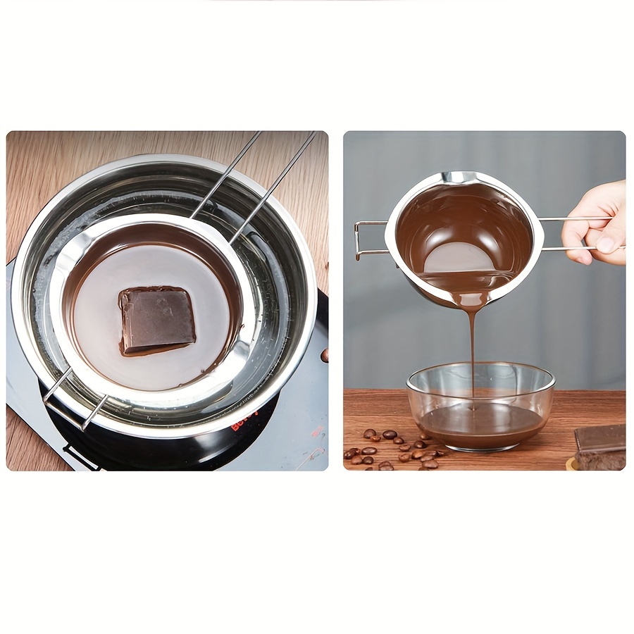 Juego de ollas de doble caldera, olla de acero inoxidable con espátula de  silicona para derretir chocolate, jabón, cera, fabricación de velas (20.3  fl