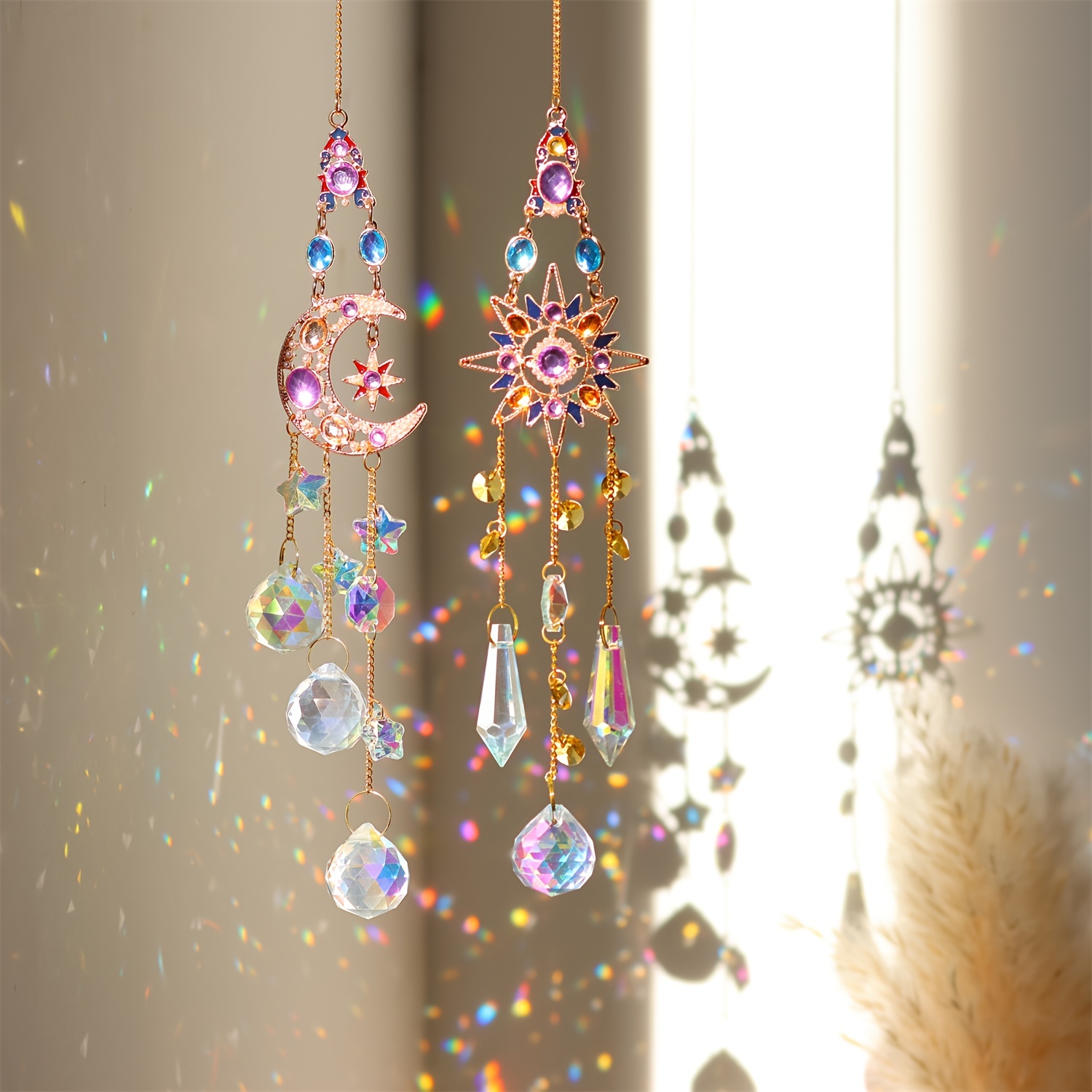 Moon Sun Catcher Crystal Suncatcher Prism Xmas Maker Window Hanging Pendants