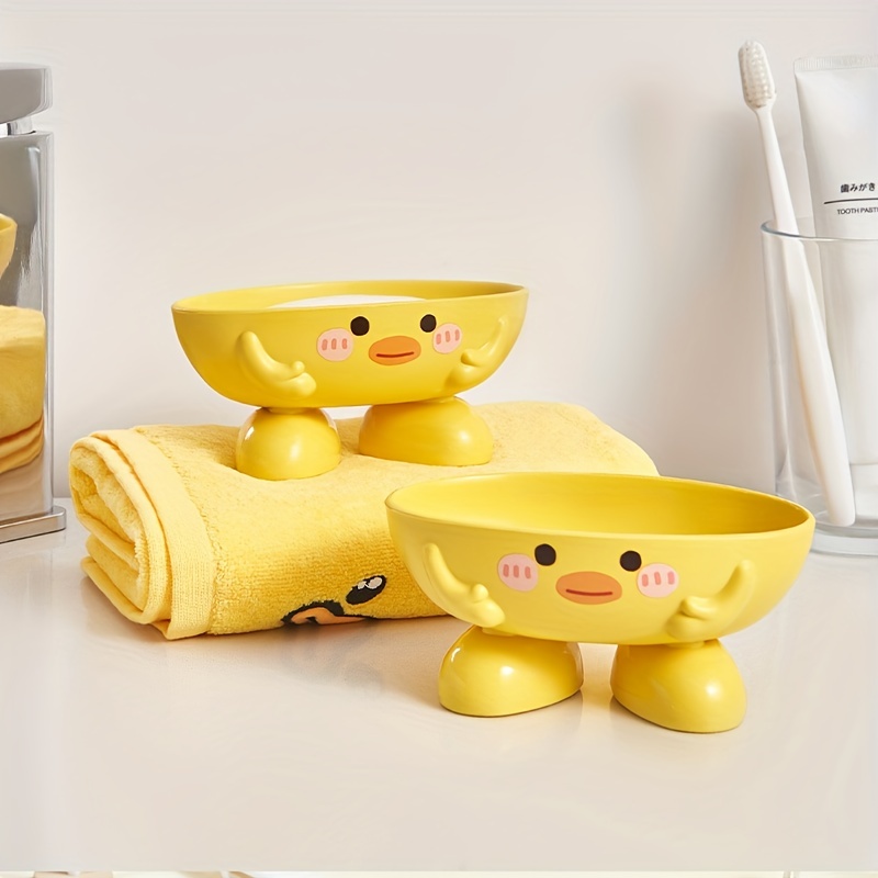 Cute Duck Soap Dish - Cartoon Plastic Drain Soap Box For Bathroom