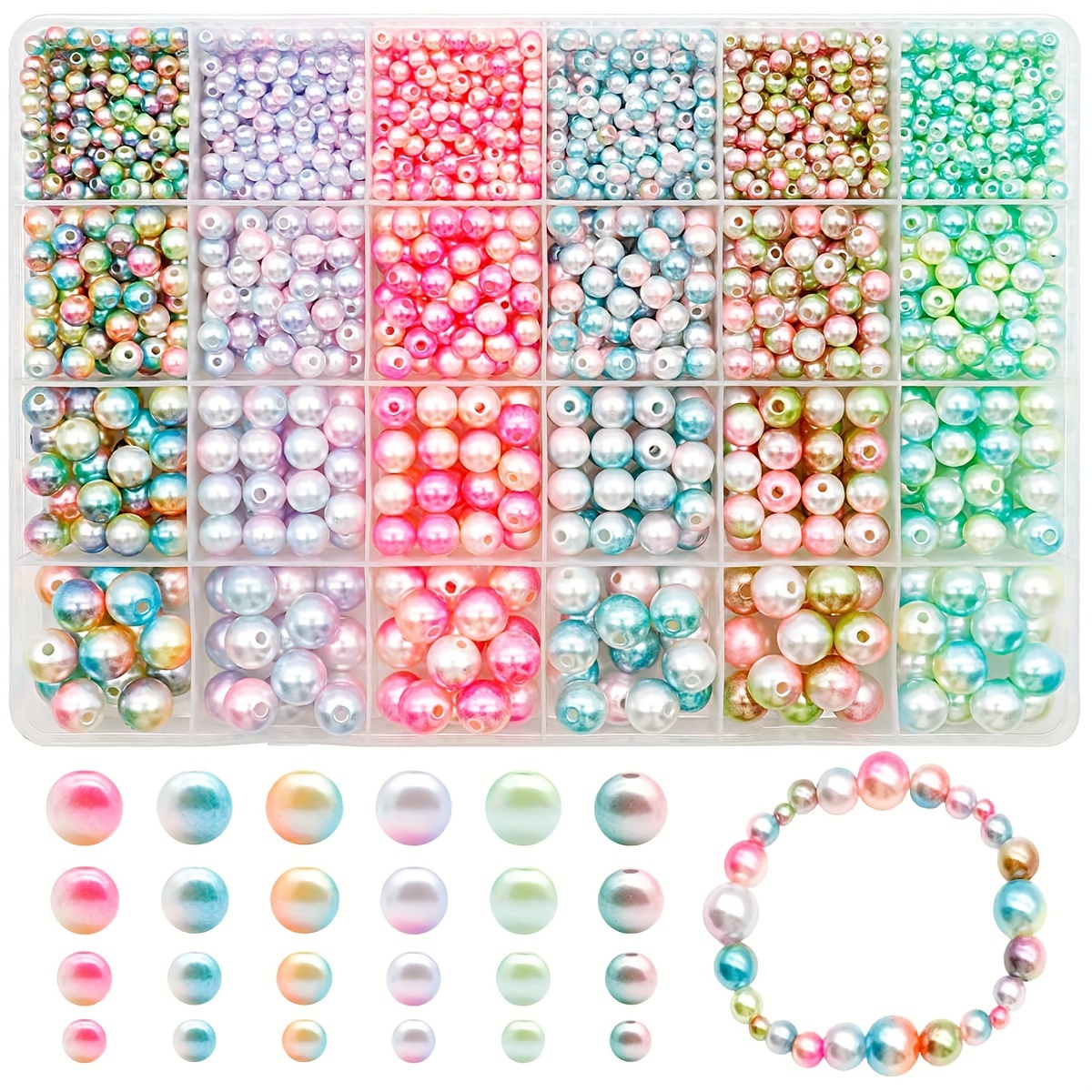 

1890pcs/box 4-10mm Mermaid Color Acrylic Loose Spacer Beads For Jewelry Making Diy Necklace Bracelet Earrings Other Decors Handmade Craft Supplies