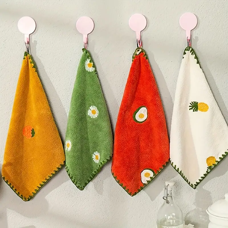 1pc Dishcloth Fruit Embroidered Hanging Kitchen Dish Cloth - Temu