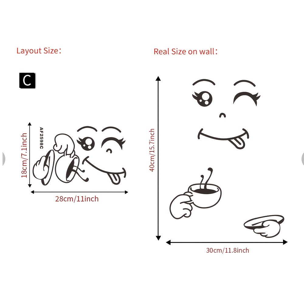 1pc Playful Fashion Glasses joyful Face Refrigerator Wall Sticker - Cartoon-Inspired, Easy-to-Apply & Disposable Decor for Kitchen