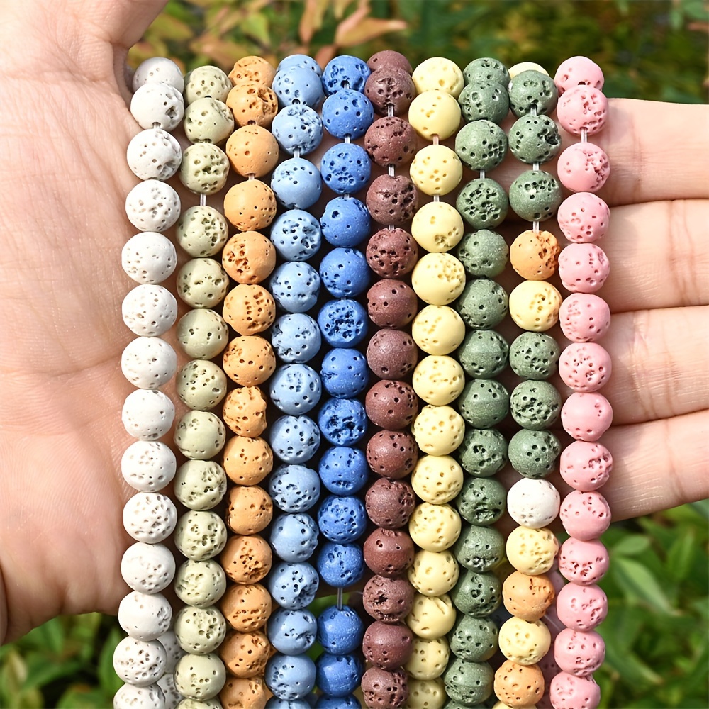 8-10mm Natural Stone Colorful Volcanic Rock Lava Round Spacer Loose Beads  For Jewelry Making DIY Bracelets Accessories 15