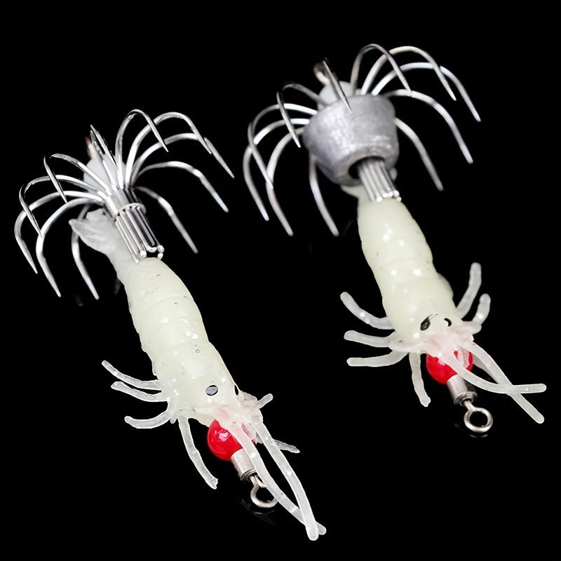 Luminous Squid Jigs Glowing Wooden Shrimp Design Bait Sharp - Temu