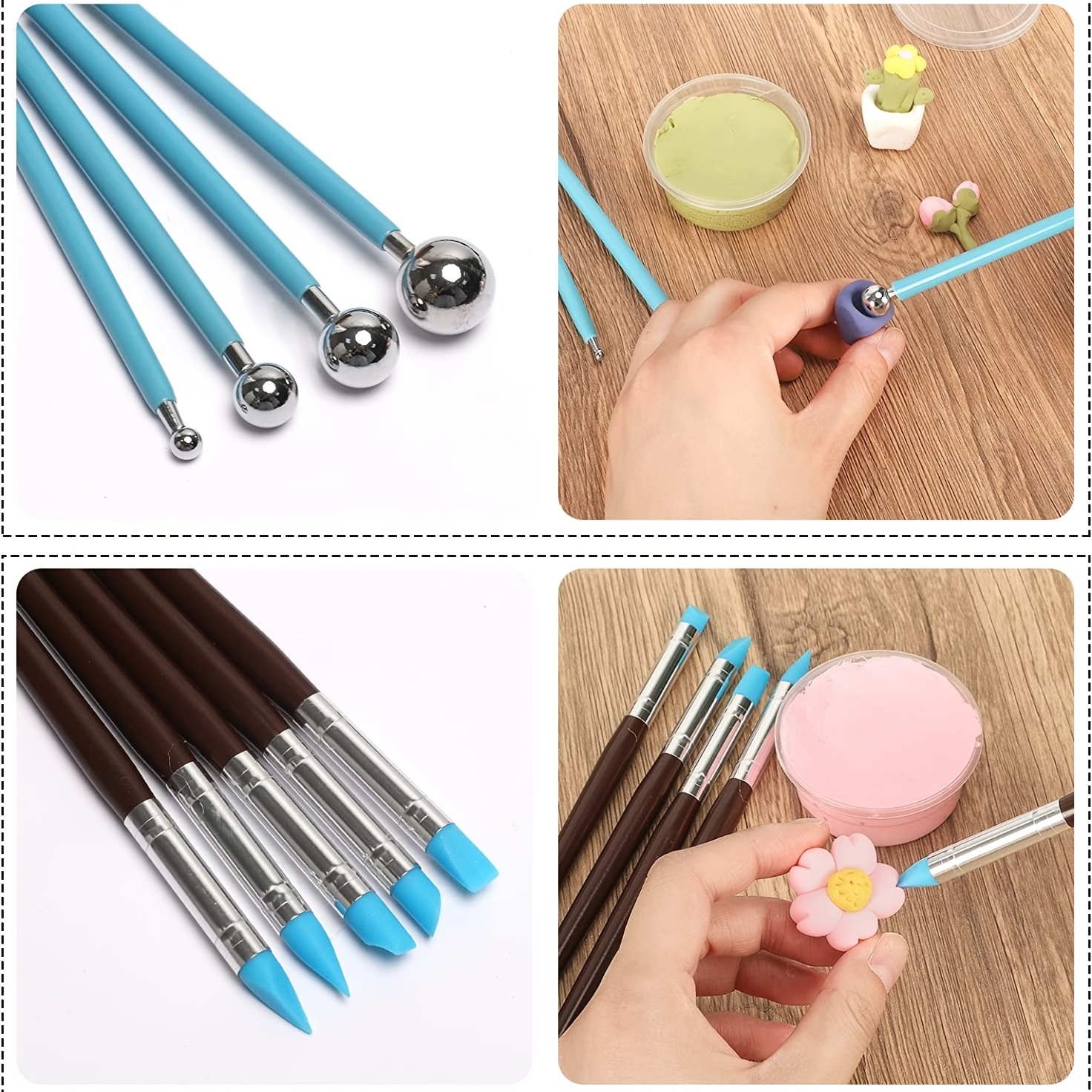 Modeling Clay Tools Set Clay Sculpting Tools Ball Stylus Tools Silicone Tip  Pens Pottery Carving Tools Ceramic Dotting Tools