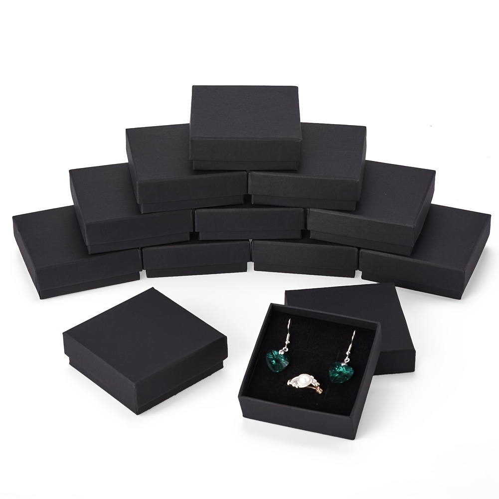 

32pcs 7x7x2.5cm Upscale Black Rectangular Cardboard Jewelry Valentine's Day Gift Boxes For Necklace Bracelet Display And Gift Packaging Small Business Supplies