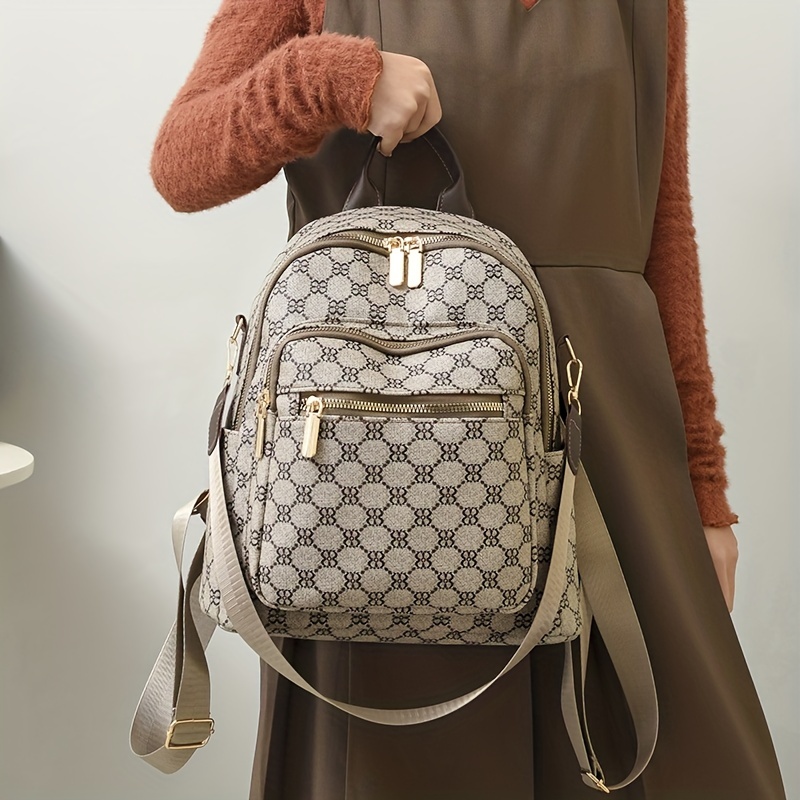 Vintage Geometric Convertible Backpack, Anti-theft Preppy School Bag,  Women's Casual Daypack & Purse - Temu Australia