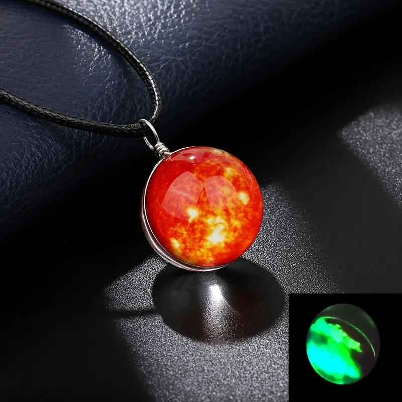 double sided glass ball pendant necklace time gem cosmic luminous necklace vintage statement necklace details 5
