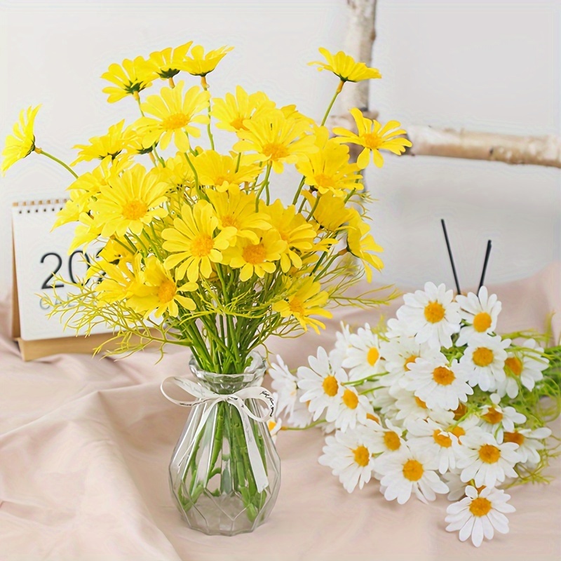 10 PCS Artificial Daisy Silk Flowers Bunch Bouquets for Home