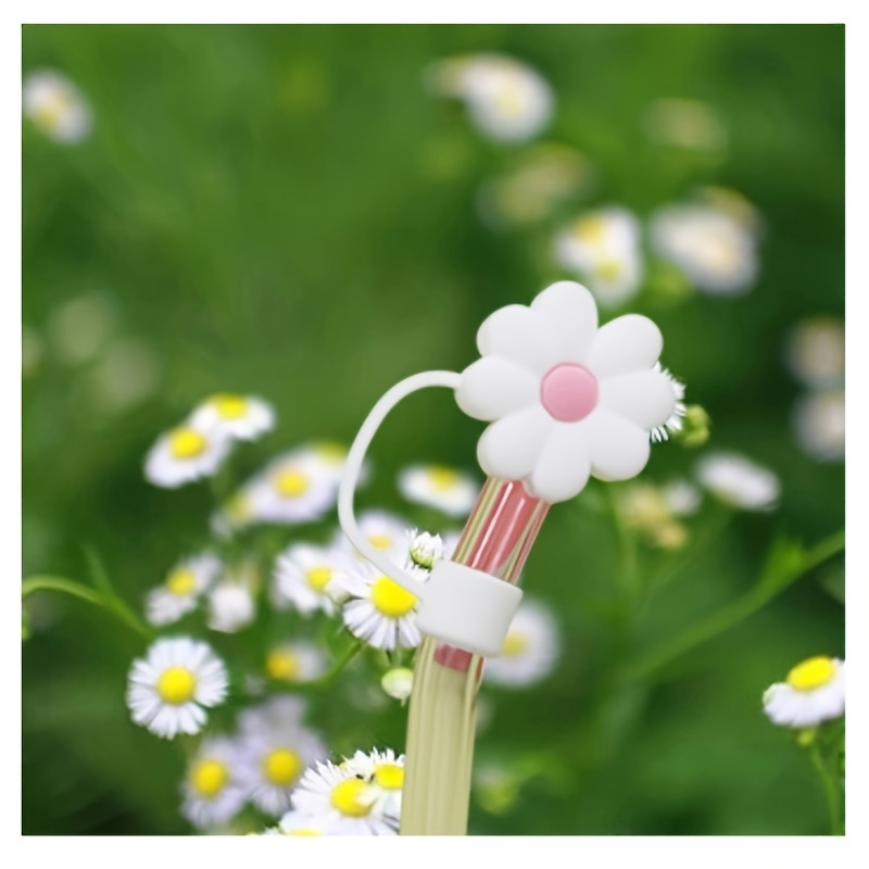 Cute Flower Reusable Straw Cover, Dustproof & Splash Proof