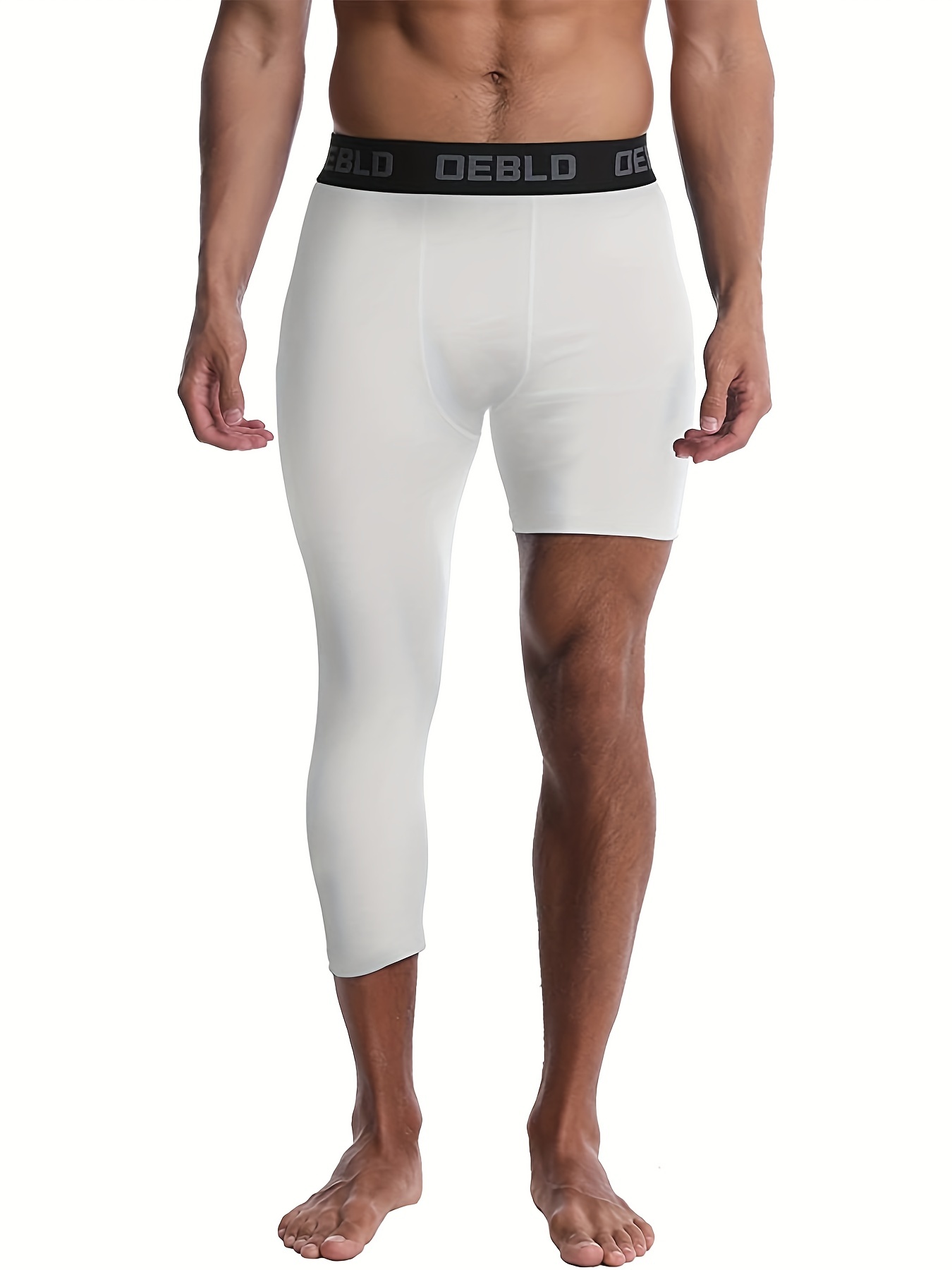 Men's Solid Compression Capri Pants Active High Stretch - Temu