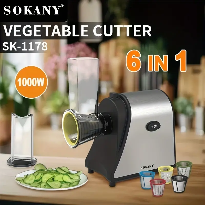 Electric Cheese Grater, 5 in 1 Professional Cheese Grater Electric  Vegetable Slicer, Rotary Electric Slicer/Shredder Spiralizer for Veggies,  Grated