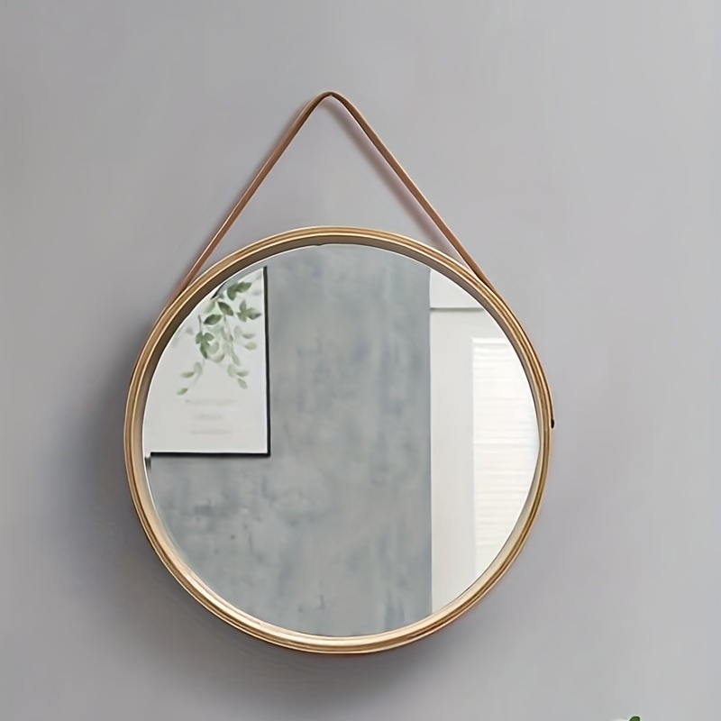 Moderno espejo redondo de mesa, espejo de pie con marco de metal grande de  20 pulgadas, espejo de maquillaje con luz LED, luz suave de tres colores