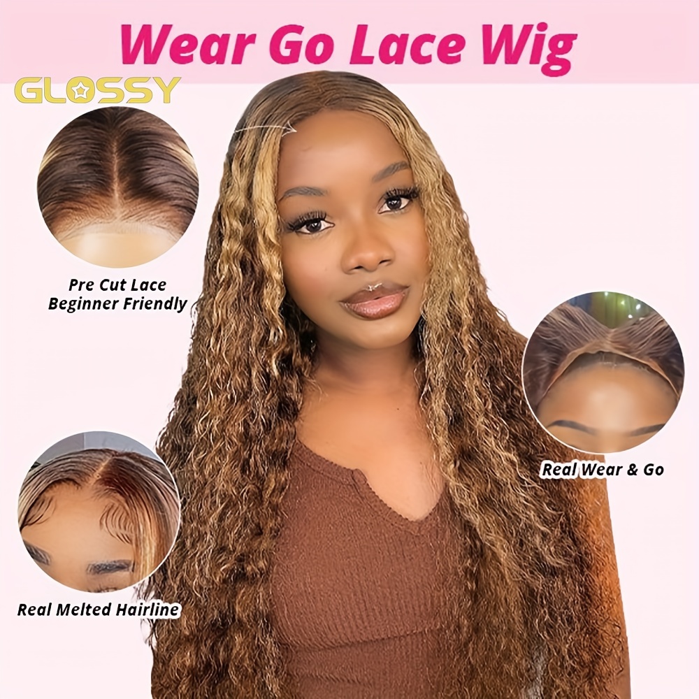 Wear And Go Glueless Wigs Human Hair Curly Bob Wig 4x4 - Temu