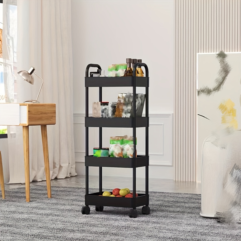 1pc Carrello Organizer Di Archiviazione Rotante, Carrello Multifunzionale A  4 Livelli Per Cucina, Bianco, Nero - Temu Italy