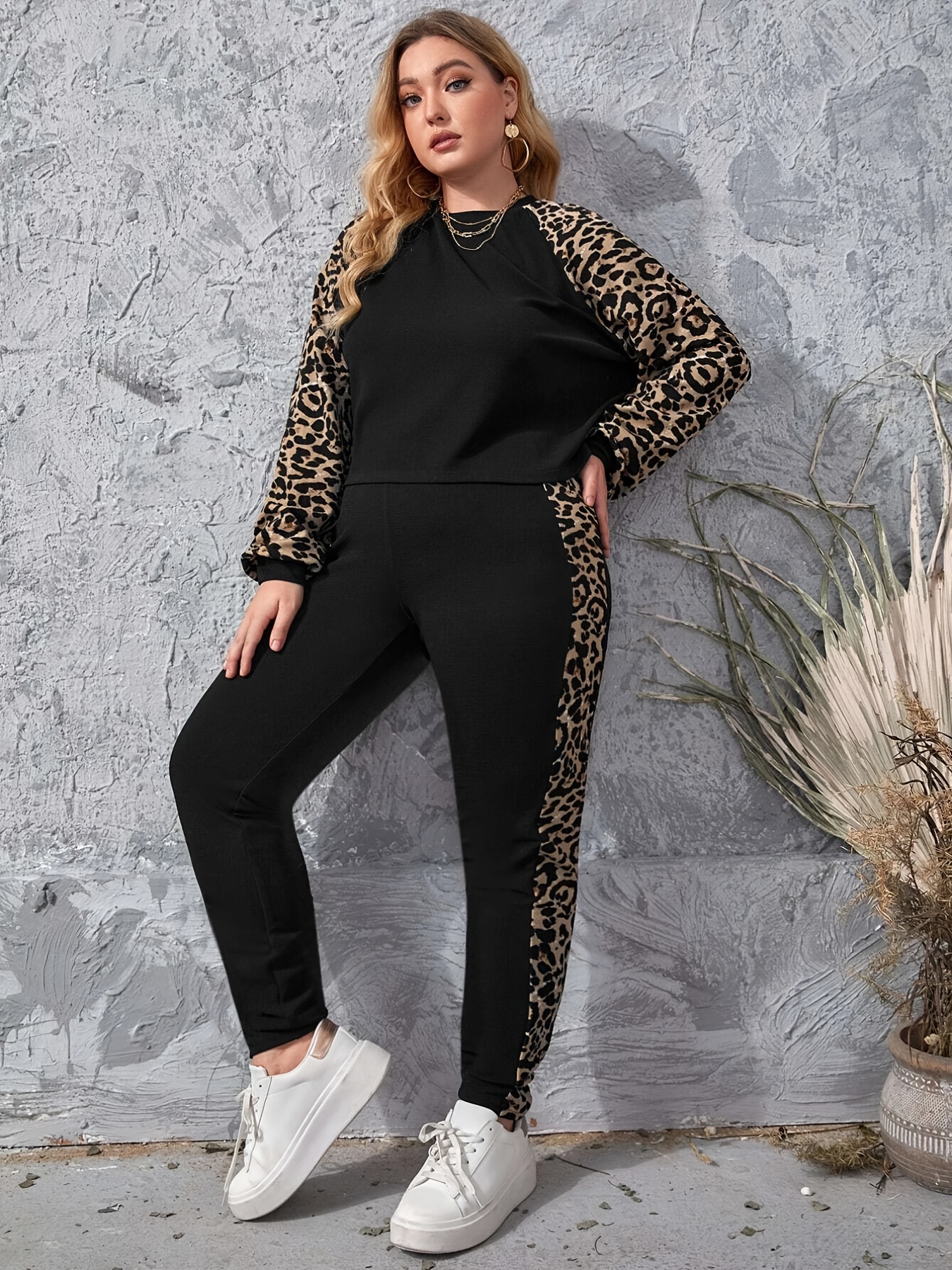 2pc Sweatsuit Leopard Print 