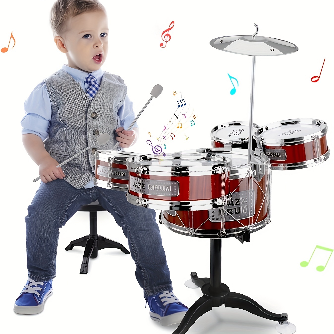 Juguetes Niños 3 Años Tambor Infantil 8 IN 1 Juguetes de Madera Instrumentos  Musicales Infantiles Regalo Niño 3 4 5 Años 