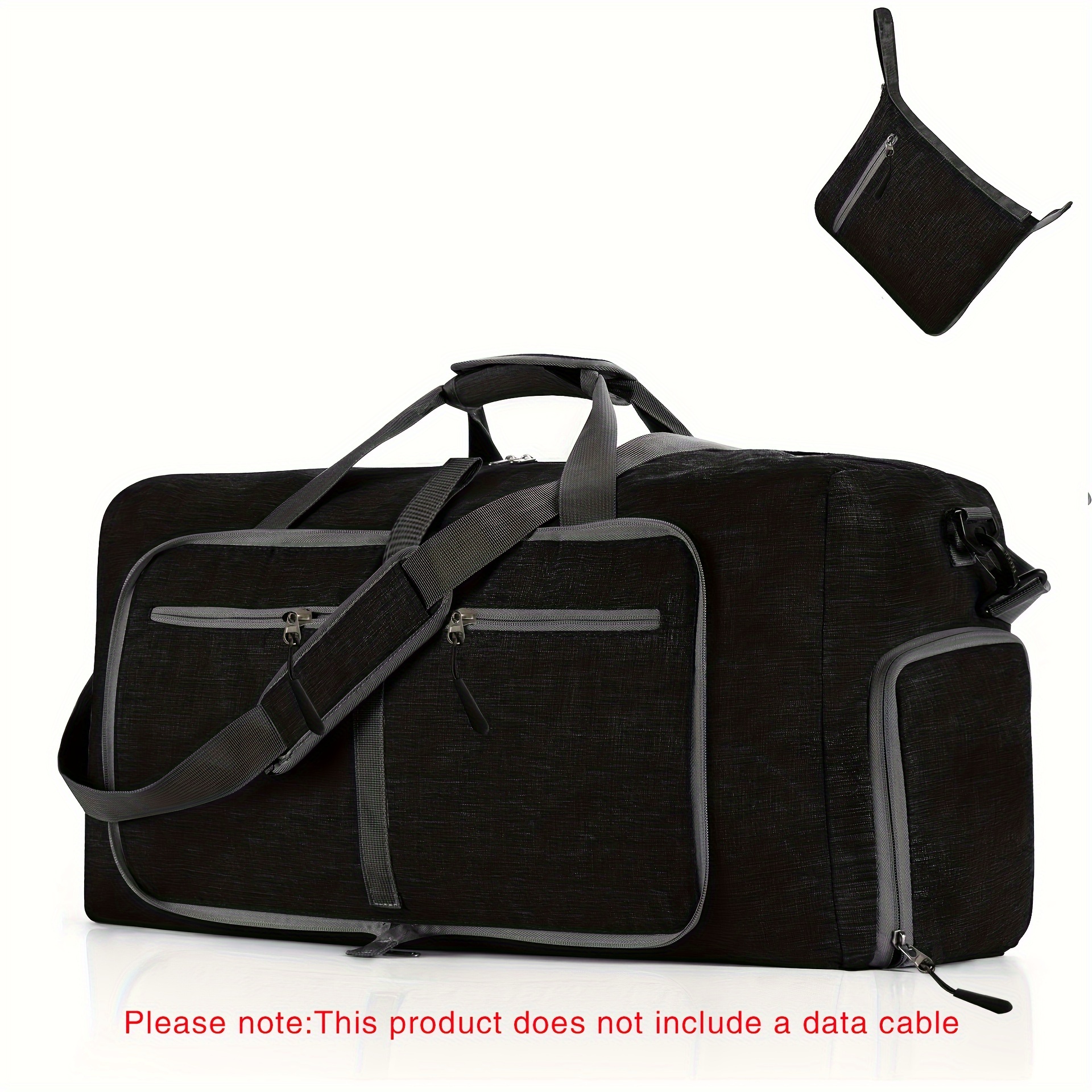 

Portable Large Capacity Handbag, Foldable Solid Color Shoulder Bag, Perfect Travel Duffel Bag For Trip
