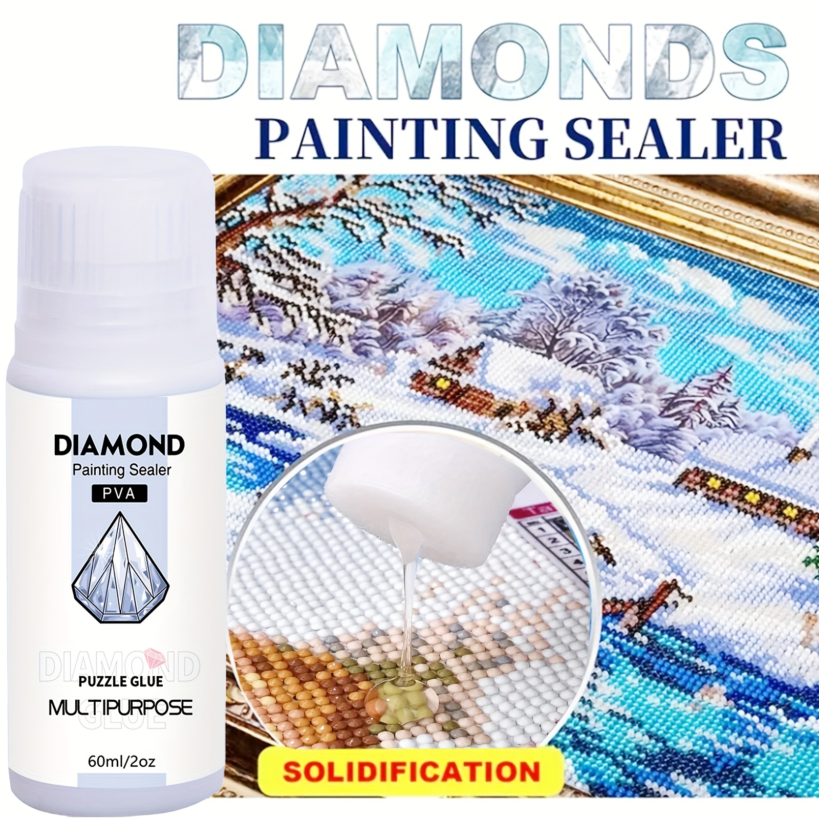 Updated Diamond Painting Sealer 200ML With Silicone Brush, 5D Diamond  Painting Glue Sealer Permanent Hold & Shine 