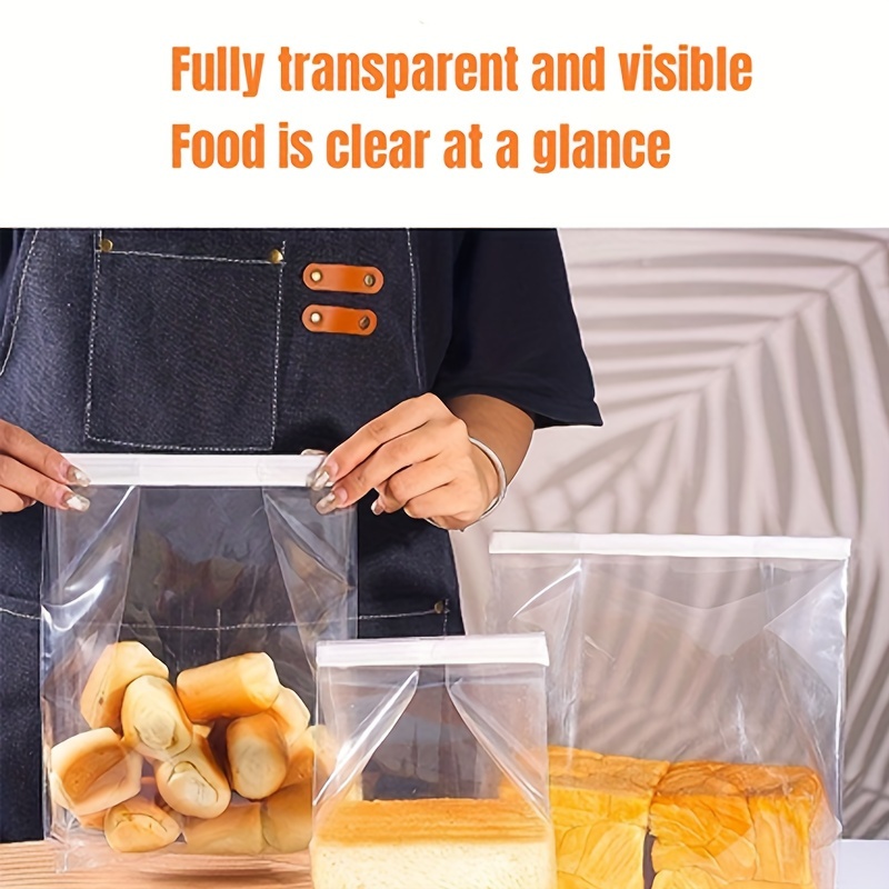 50pcs Clear Disposable Bag, Bread Packaging Bag, Ziplock Bag, Toast Baking  Self-adhesive Transparent Cake Dessert Packing Bag, Small Steamed Bun Bag