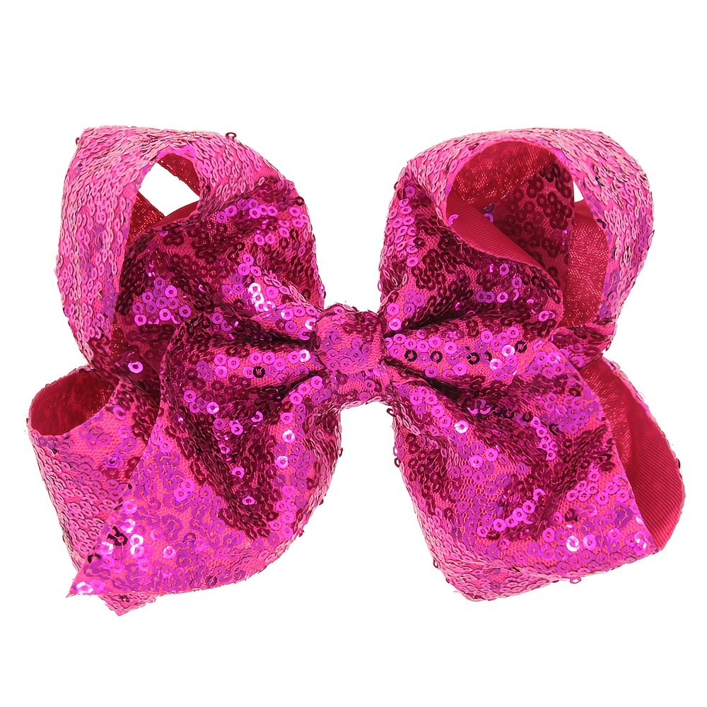 6 Inch Sequin Ribbon Bow - Hot Pink
