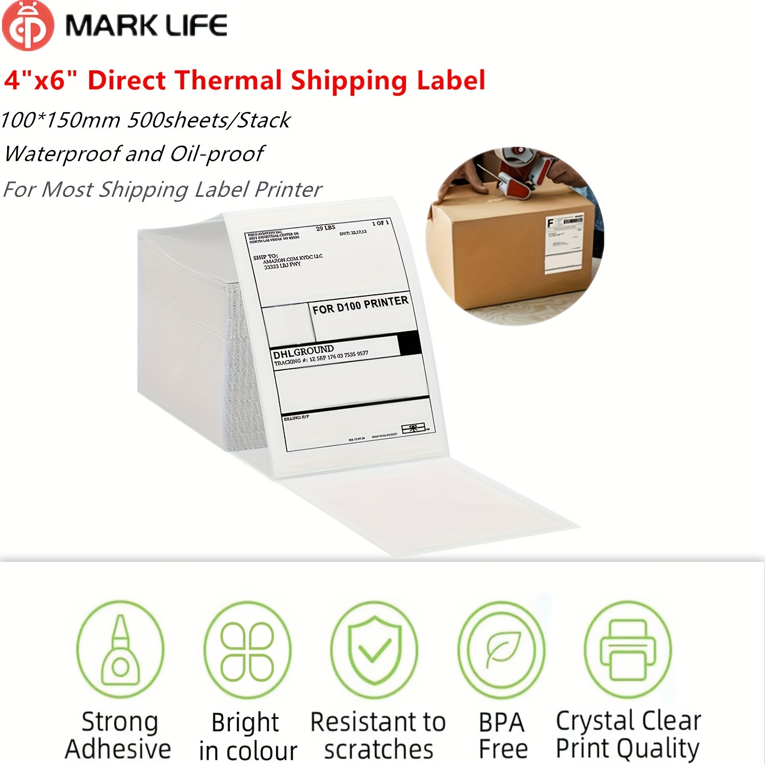 MARKLIFE P11,P50,P15,P12 Label Paper, Clear Sticker Thermal Paper  Self-Adhesive Label Maker Tape Printer, Transparent, 12mm X 40mm (0.47 X  1.574 Inch) 180 Labels/Roll, 1 Roll