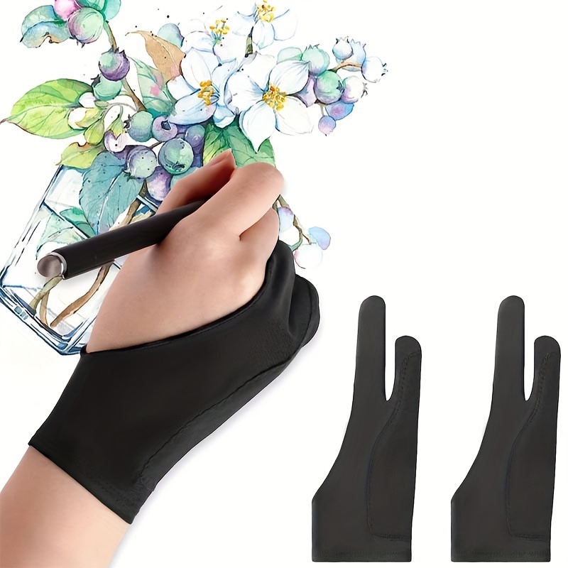 1pc Solid Color Drawing Glove, Professional Anti-abrasion Two Finger Artist  Glove For Drawing
