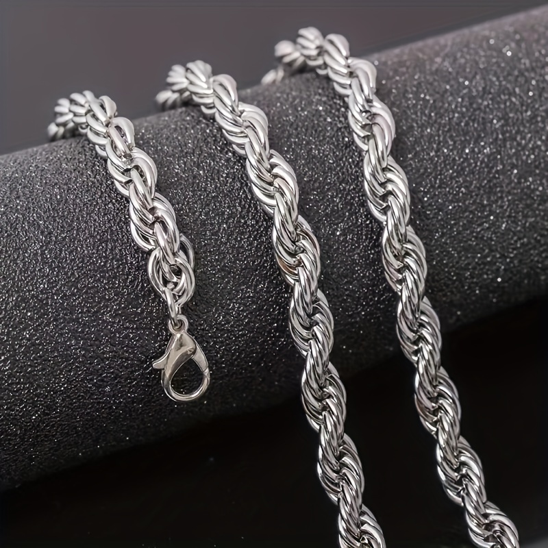 1pc 4mm 60cm/23.6in Silver Stainless Steel Chain Necklace with A Figaro Chain Necklace, Suitable for Both Women and Men (4mm/23.6in),Temu