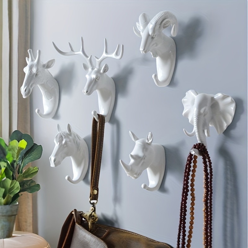 Hanging Hook Vintage Deer Head Antlers Wall Plastic Hooks - Temu