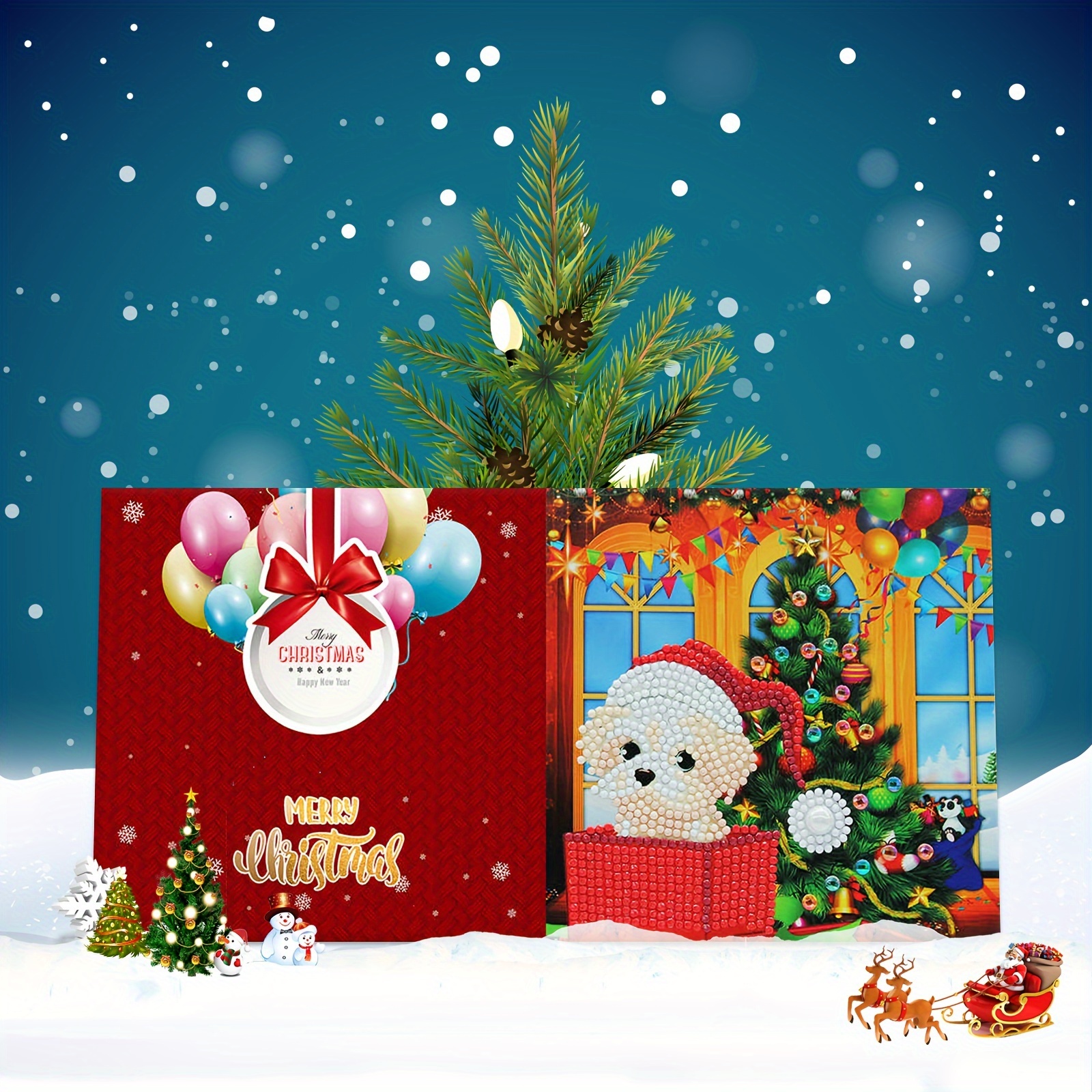 Christmas Diamond Painting Diy Greeting Card Christmas - Temu